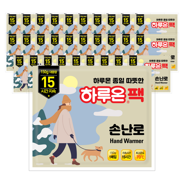 국내생산 하루온 팩 대용량 손난로형 핫팩 150g, 30개