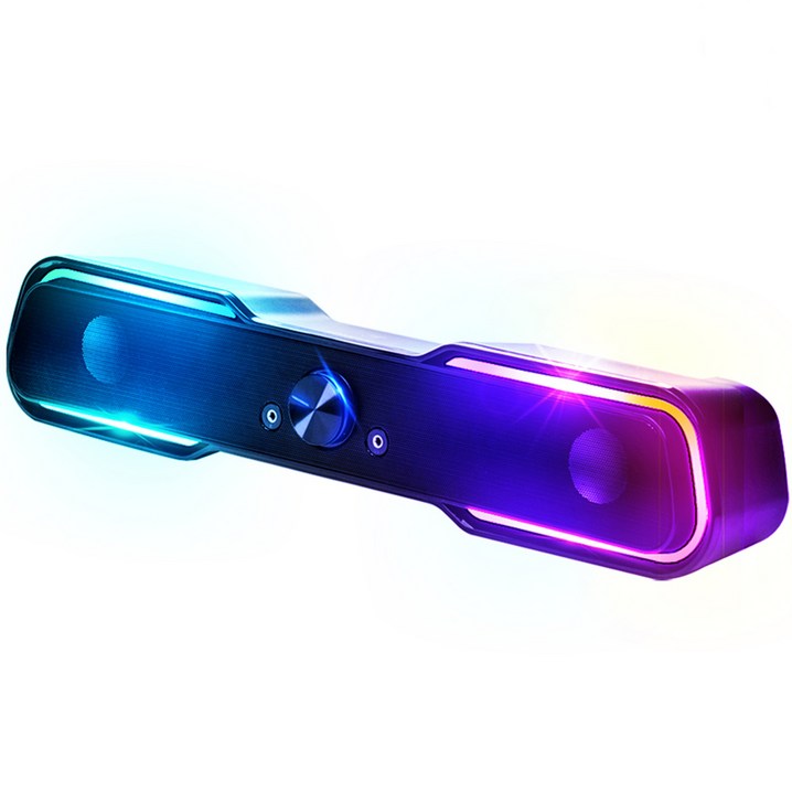 로이체 2채널 멀티미디어 RGB 레인보우 LED 게이밍 사운드바 스피커, 블랙에디션, RSBG5000