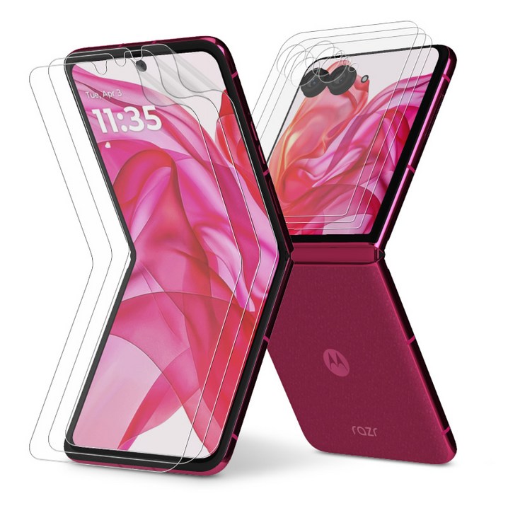 다이아큐브 모토로라 레이저 RAZR 50 울트라 무광택 지문방지 액정보호필름내면전면,가이드핀 간편부착