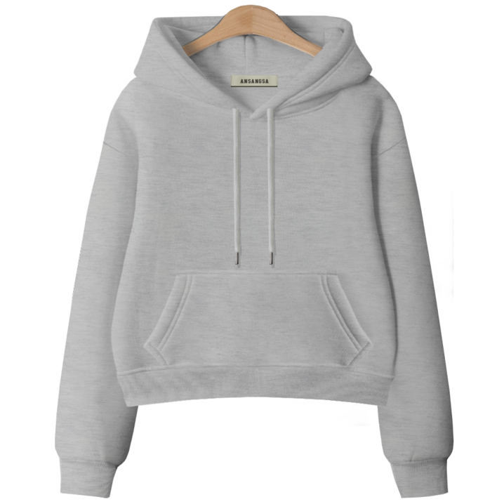 몰토벨리노 ANSANGSA 무지 여성 semi크롭 루즈핏 후드 스웨트셔츠
