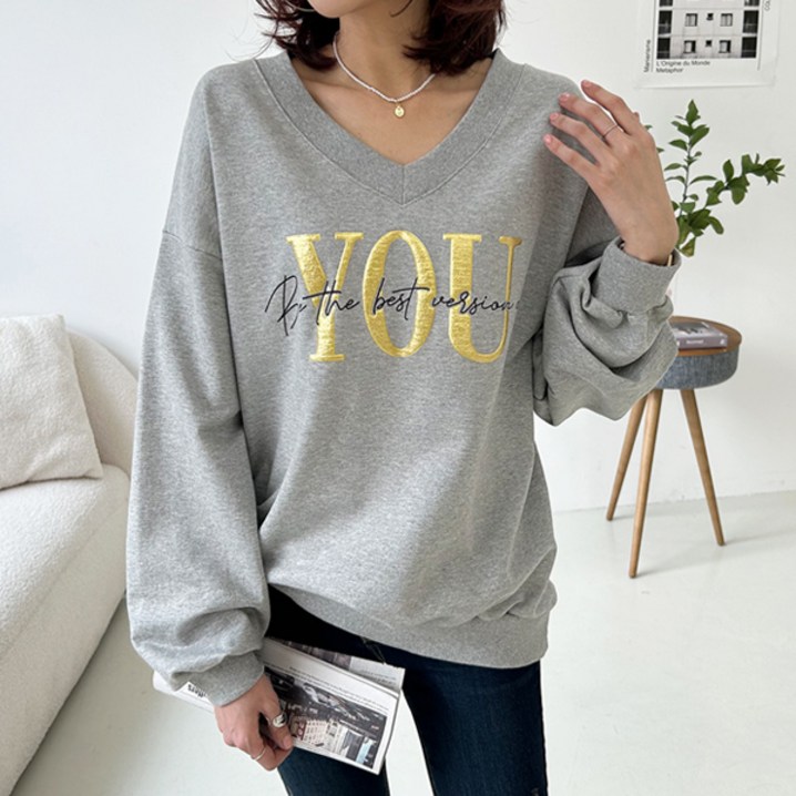 쏭스타일 YOU브이넥맨투맨 쏭스타일 YOU브이넥맨투맨
