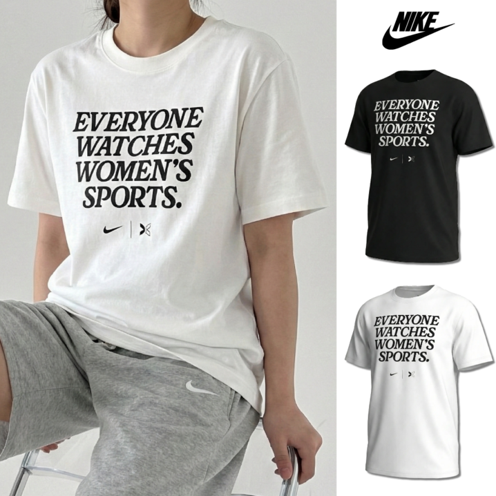 당일발송 나이키 NIKE 남녀공용 반팔티 반팔 티셔츠 레터링 커플 오버핏 숏슬리브