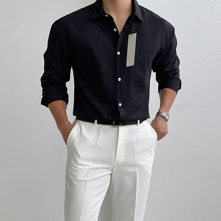 남자다잉 남성용 베이직 사계절 오버핏 캐주얼 남자 셔츠 - 투데이밈