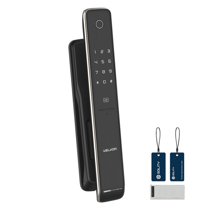 솔리티 웰콤 WiFi 푸시풀 지문인식 Iot 디지털 도어락 WP-4500B, WP-4500B, 고객직접설치