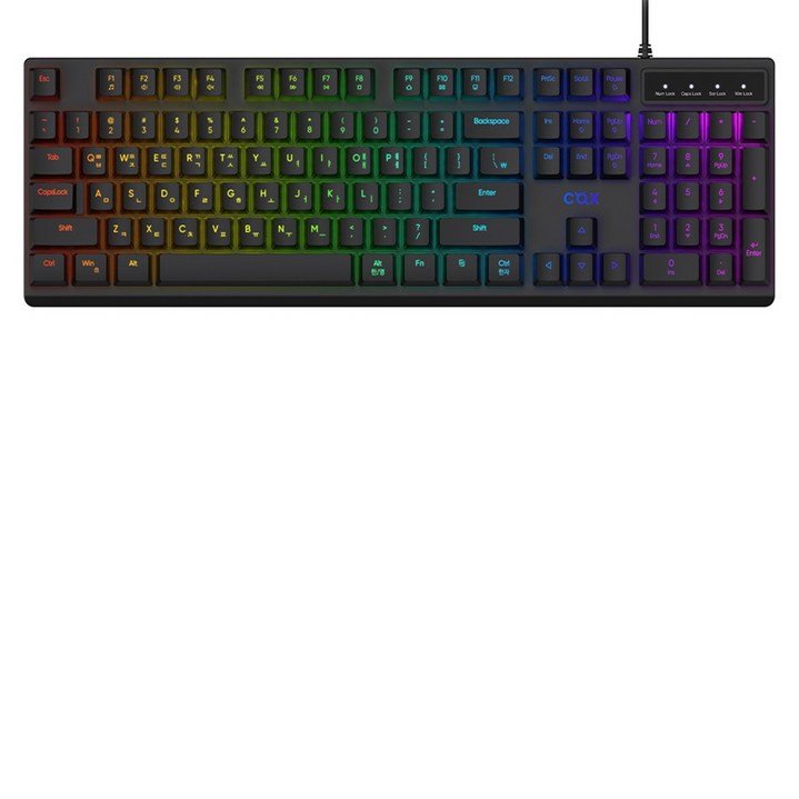 COX 저소음 게이밍 오피스 104배열 LED 유선 멤브레인 키보드