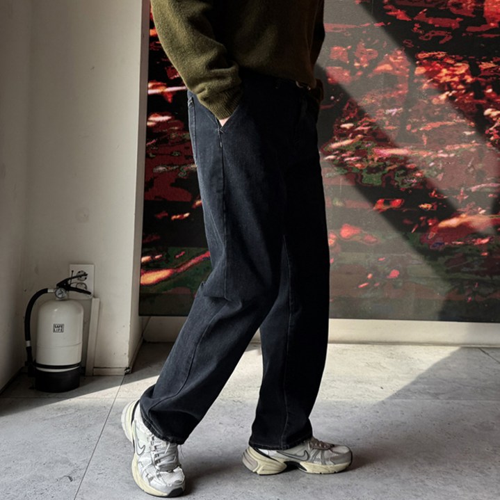 머시따 남성용 숏/롱/기본 기장 안감본딩 세미와이드 히든밴딩 청바지