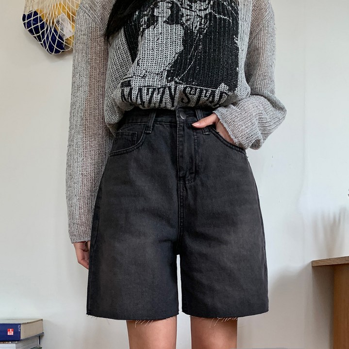 토마토팩토리 여성용 달보드레 4부 밑단커팅 데님 청반바지