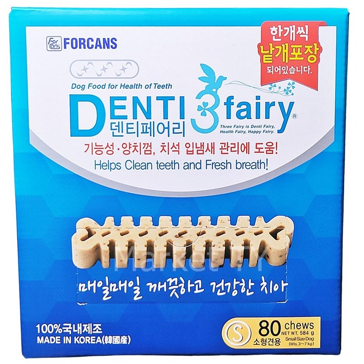 포켄스 덴티페어리 디스펜서 덴탈껌 S 80개입, 1개, 단일상품