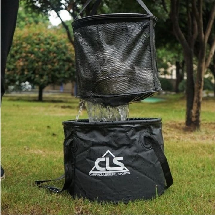 라뷔르 캠핑식기건조망 접이식 설거지통 워터버킷 낚시바구니 수납템 22L 30L, 1개, 1단, 분리형-블랙