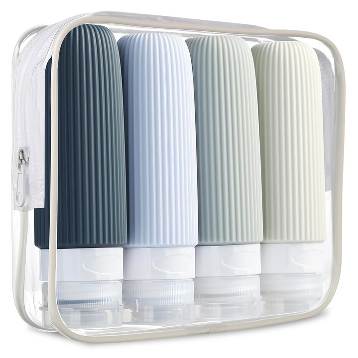 [4P세트]올레디유 여행용 실리콘 90ml 공병 수영장 휴대용 대용량 샴푸통 소분 용기