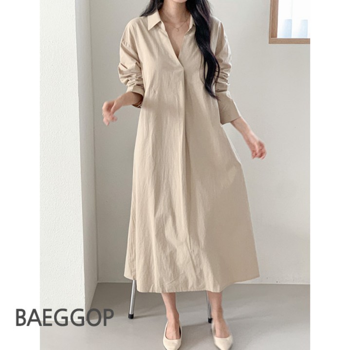 배꼽 D108-5 러켈스 빅사이즈 루즈핏 롱 원피스 44-120