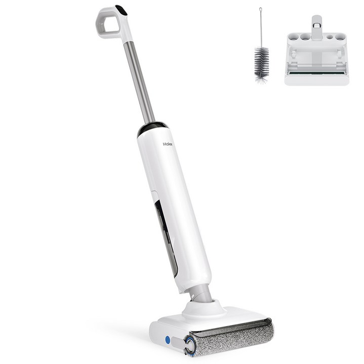 국내 1년 A/S Haier 하이얼 A3 무선 진공 물걸레 청소기 70도 열풍건조 70도 온수세척 IPX7급 방수 모터 한국어 음성 안내, 화이트