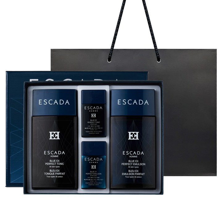 에스까다 옴므 퍼펙트 블루 2종 선물 세트 + 쇼핑백 /남성화장품 스킨+로션 기획 세트, 1세트