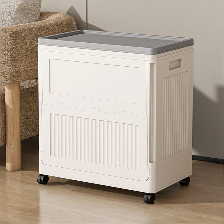 루무 대형 이동식 수납함 접이식 리빙박스 다용도 옷 이불 정리보관함, 1개, 그레이