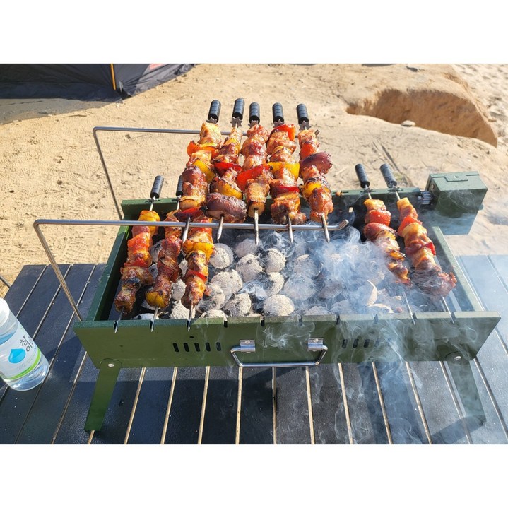 국내생산2025 NEW 프리미엄 쉴그릴 캠핌용 휴대용 자동 회전꼬치 그릴 기계, 1개