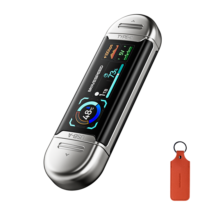 MOVESPEED SU10 외장 SSD 1090MB/s USB 3.2 Gen2 C타입 듀얼 인터페이스, 상태 가시화 스크린 탑재 플래시 드라이브, 실버, 128GB