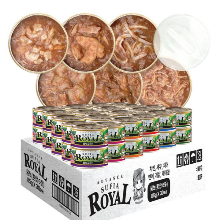 어드밴스 로얄 수피아 7종 85g x 30개입 고양이 캔 길냥이 통조림 간식, 85g, 30개, 수피아 콤보