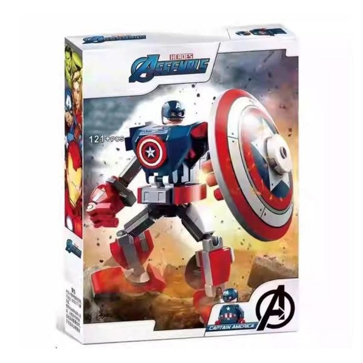 마블 76168 슈퍼히어로 어벤져스 캡틴 아메리카 맥 로봇 중국 호환 블록
