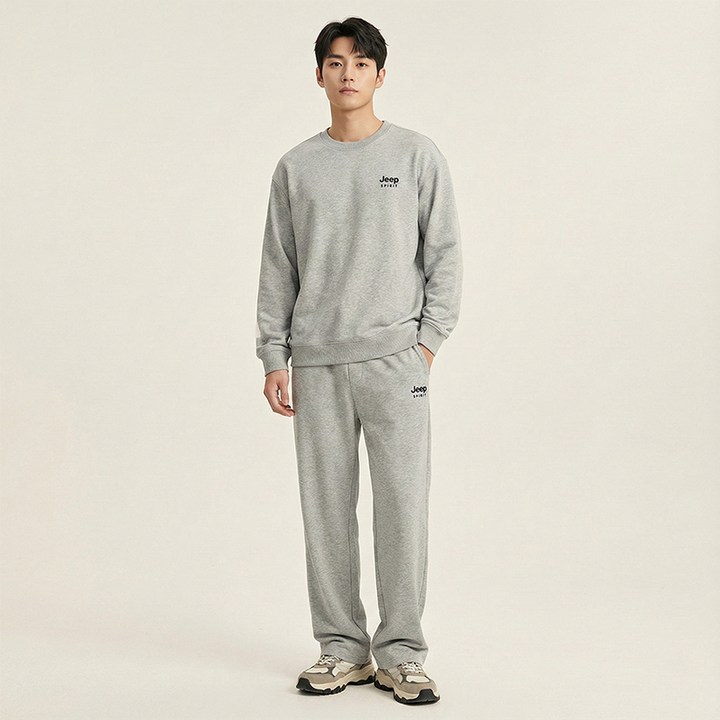 지프 남녀공용 둥근넥 맨투맨 상하의 세트