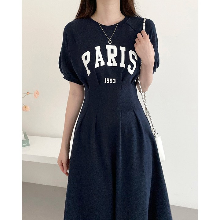 소솜 PARIS 1993 레터링 플레어 원피스