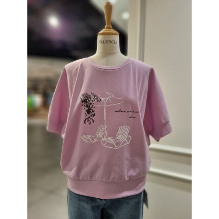 발렌시아 라운드 프린트 볼륨 티셔츠 246GC66 한정수량 687012