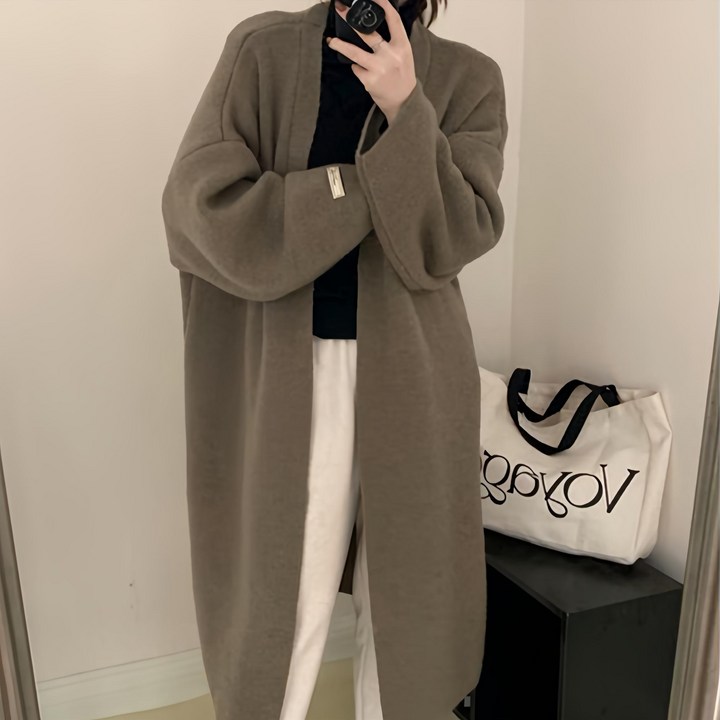 페이퍼먼츠 여성용 루즈한 스타일리쉬 롱 코트형 가디건 07697