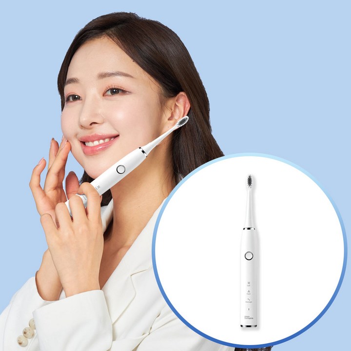 [치과약국판매] 프로벨 음파전동칫솔 저자극 1년무상A/S 칫솔모2개포함, 화이트테라픽 음파칫솔, 화이트, 1개