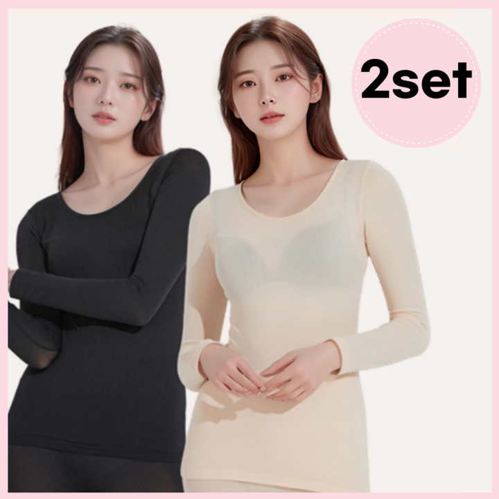 에어히트 여성 발열내의 상하의 세트 1+1