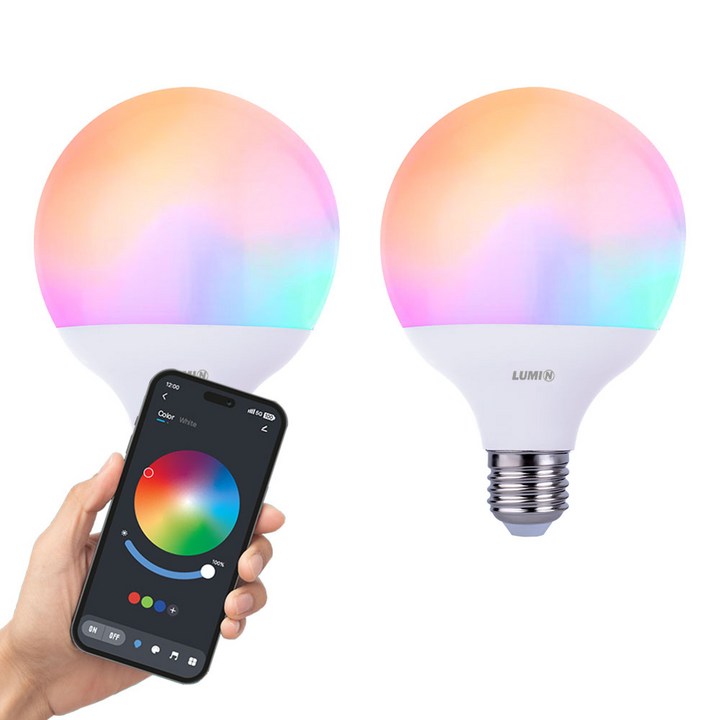 스마트공간 IoT 블루투스 볼전구 14W LED 밝기조절 색변환 E26 조명 램프, 2개 스마트공간 IoT 블루투스 볼전구 14W LED 밝기조절 색변환 E26 조명 램프, 2개