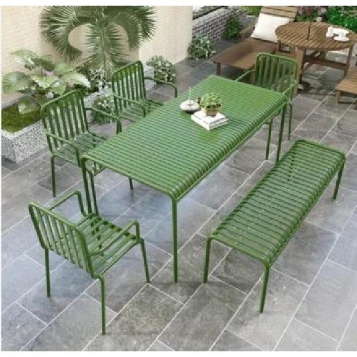 북유럽 스타일 테라스 정원 모던 테이블 의자 세트  해외배송안내 상세페이지 필수확인, 160cm 테이블의자 세트 그린