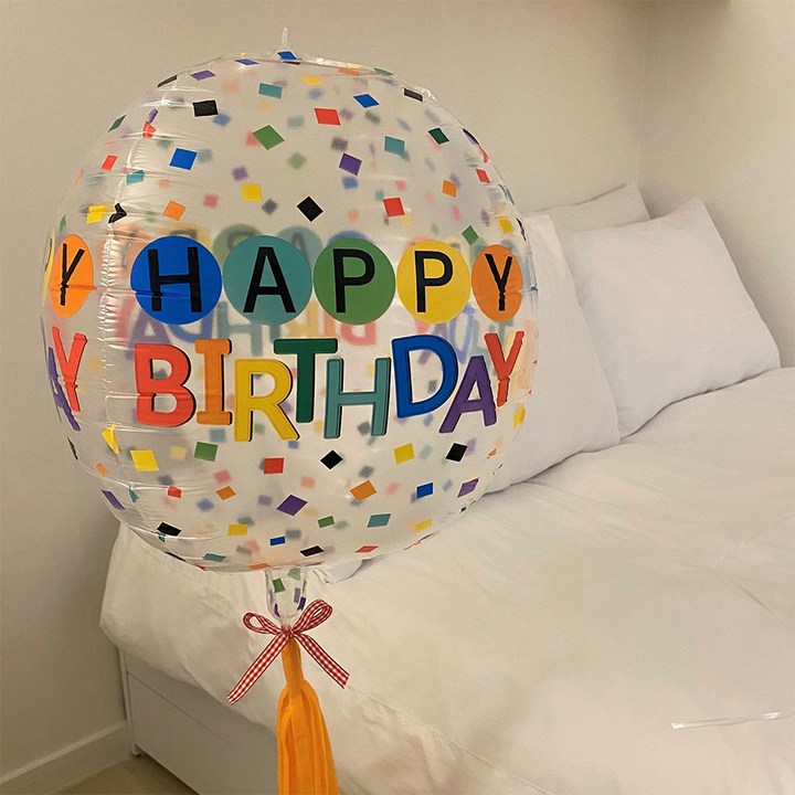 모아노라 클리어 레인보우 생일 옹브레풍선 파티풍선