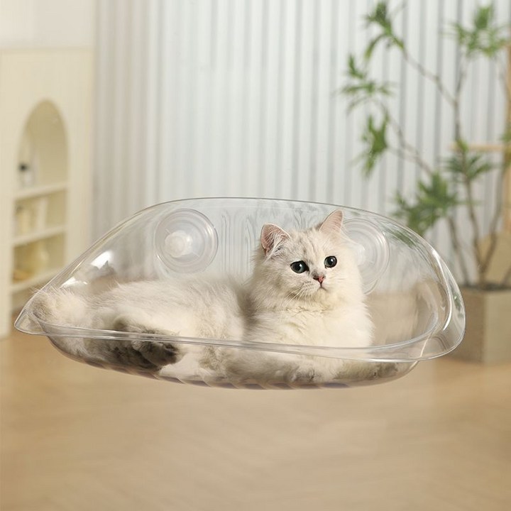 고양이 창문 투명해먹 왕비누케이스 캣타워, 투명
