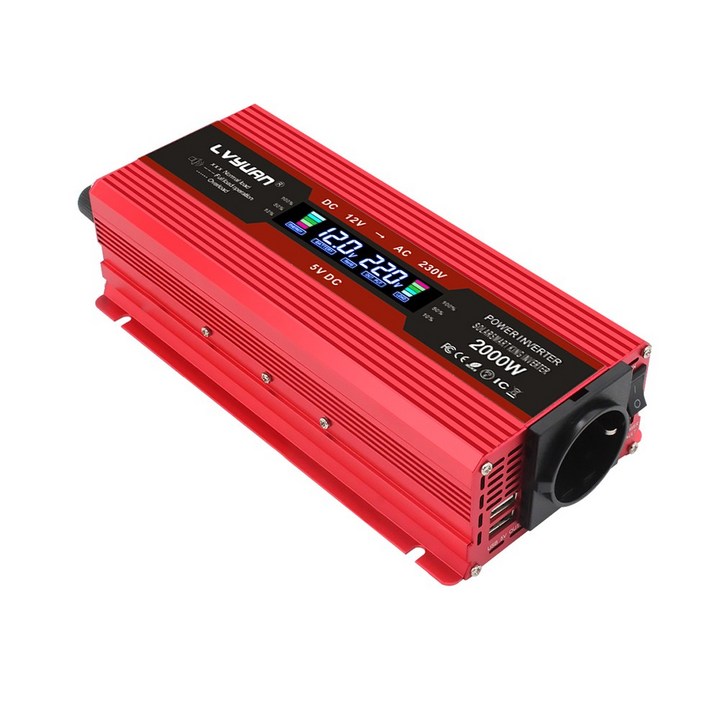 녹원LVYUAN 차량용 캠핑용 자동차 인버터 1200W-2000W 12V 24V 220V 수정사인파 인버터, 1개