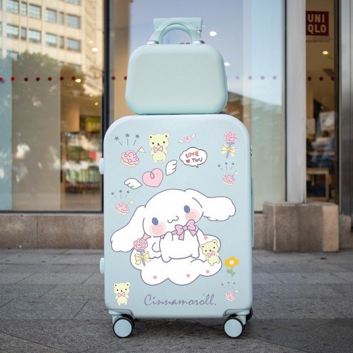 산리오 레디백 보조 가방 세트 귀여운 캐릭터 디자인 하드 여행 수납 시나모롤 캐리어