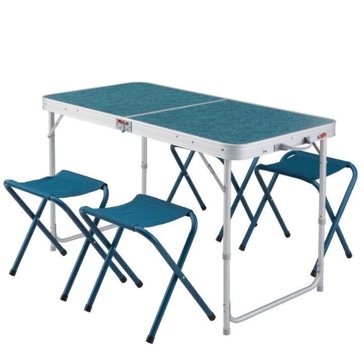 데카트론 접이식 캠핑 테이블 4인용 + 의자 세트