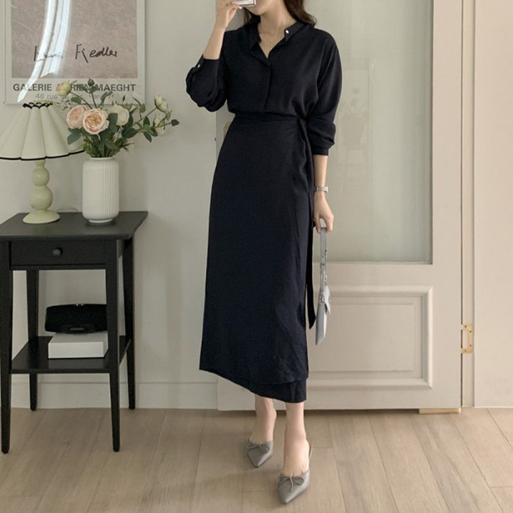 페이퍼먼츠 우아한 허리 타이 롱 원피스 22865 페이퍼먼츠 우아한 허리 타이 롱 원피스 22865