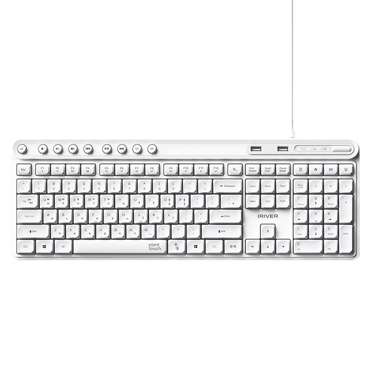 아이리버 2PORT HUB 지원 생활방수 무소음 유선 키보드, White, K601U, 제조사축