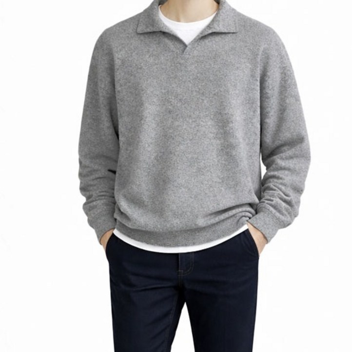가이스토리 남성용 크렌 오버핏 카라 긴팔 니트