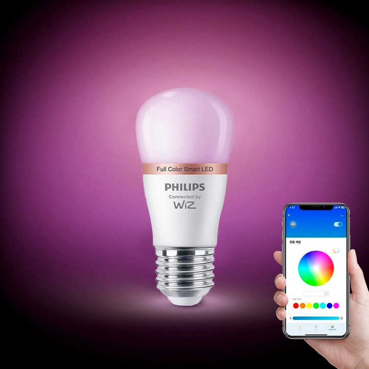 필립스 WiZ 스마트 LED 전구 4.9W, 기타색, 1개 필립스 WiZ 스마트 LED 전구 4.9W, 기타색, 1개