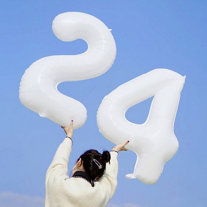 대형화이트 숫자풍선 파티풍선 기념일 생일파티 환갑, 5