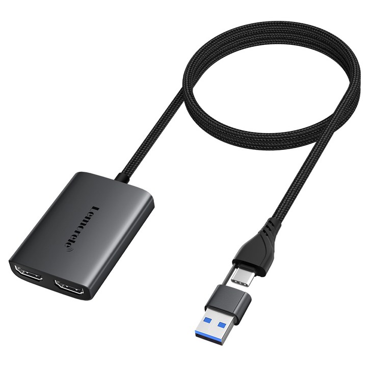 Type CUSB3.0  듀얼 HDMI 어댑터 1080P 60Hz 확장 2가지 다른 화면 타입 CUSB3.0 허브, 그레이, 1개