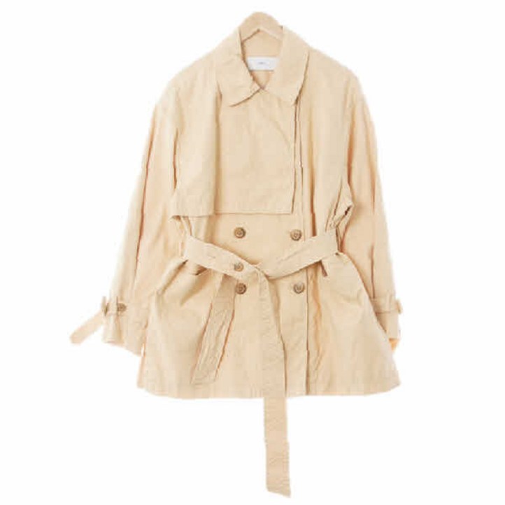 9438 듀엘 페일바나나베이지 면 미디더블버튼트렌치자켓 8898160