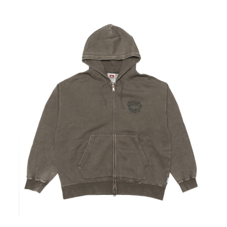 벤데이비스 블리치 워싱 패치 후드집업 카키