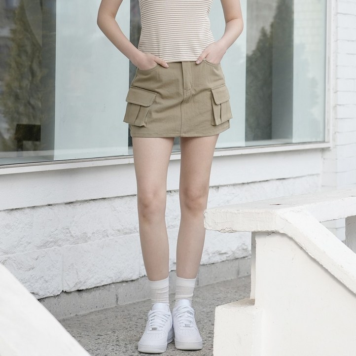 W1091 CARGO SKIRT PANTS 2COLORS