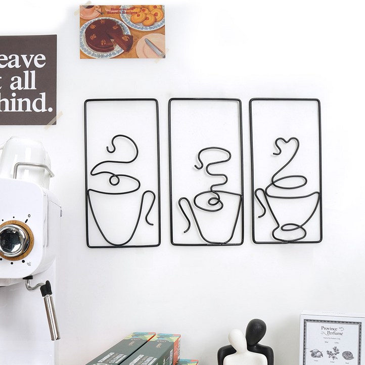 인테리어 소품 카페 커피 라인드로잉 벽걸이 액자 3종 세트