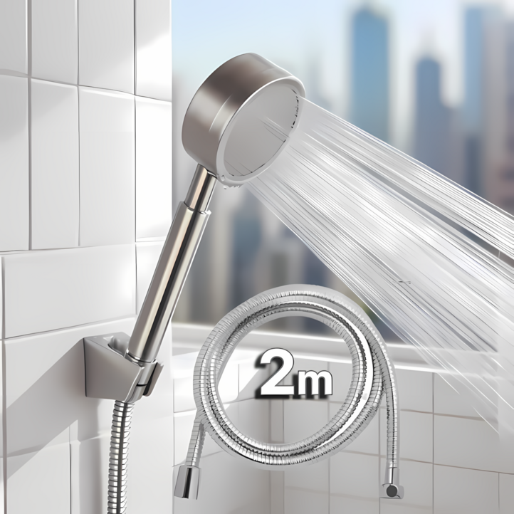 루벤하임 수압상승 호텔식 스테인리스 샤워기 헤드  샤워호스 2m