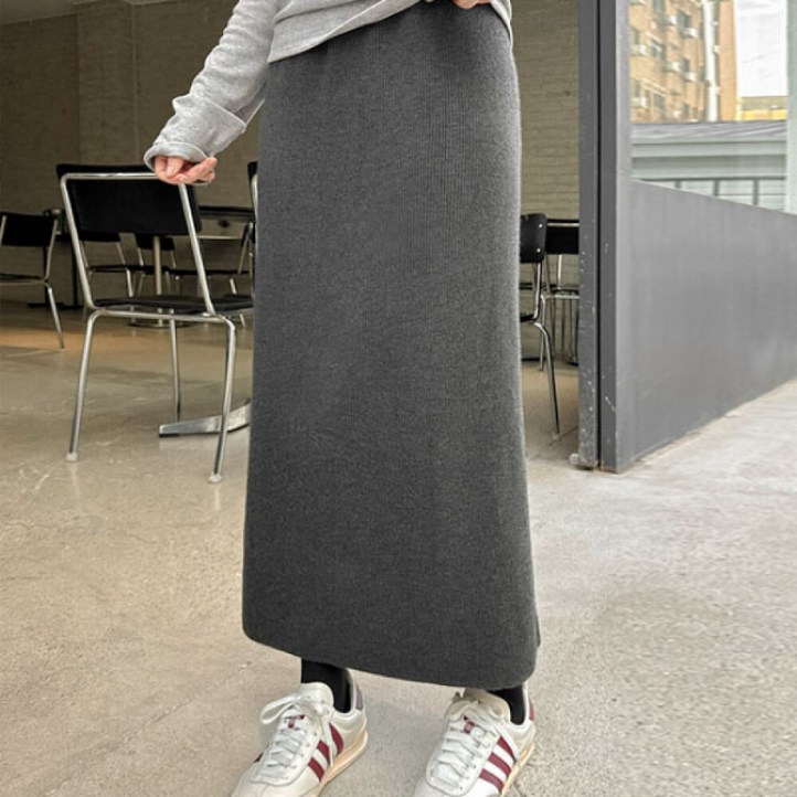 코코블랙  밍크 기모 니트 스커트 4color