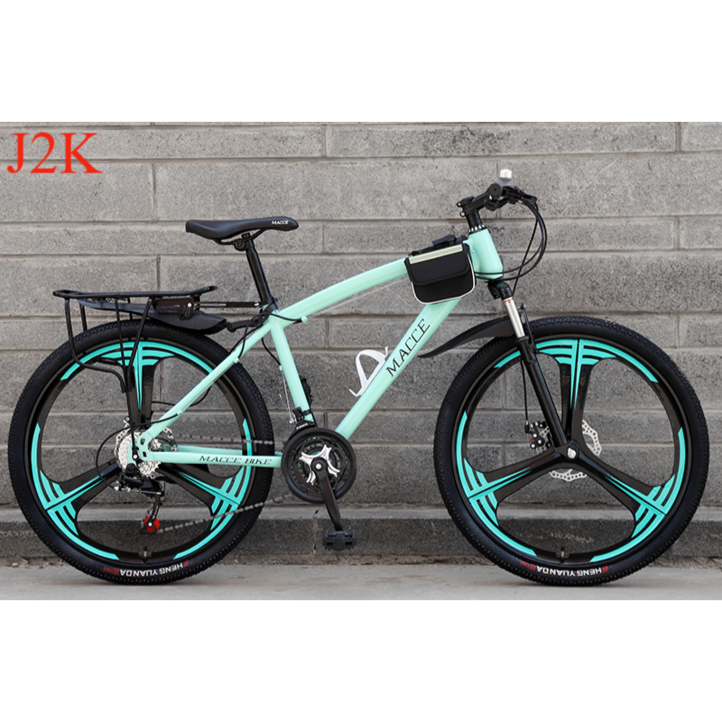 J2K 오프로드 산악 자전거 성인 남성 여성 공용 MTB 입문용, 비앙키 그린-3칼 휠 26인치 21단, 1개, 140cm