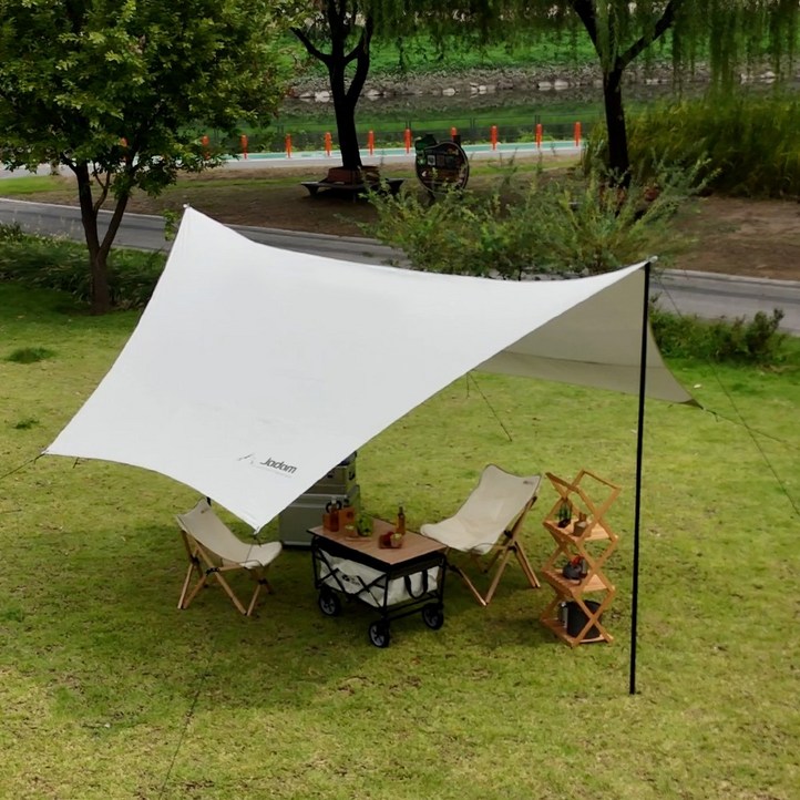 한여름 쿨 할인이벤트 자담캠핑 헥사타프 46인용 UV실버코팅 방수 차광 쉘터형 2.5mm폴대 스트링 포함 그늘막 차박 피크닉용