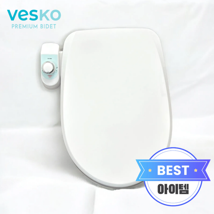 시즌100대한정 베스코 전기가 필요없는 수동식 비데 HB5023W 온수X금속코팅노즐